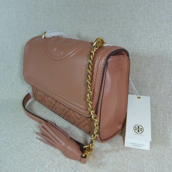 NEW Tory Burch Fleming Coral Pink Small Convertible Shoulder Bag/Crossbody Bag - Picture 4 of 15